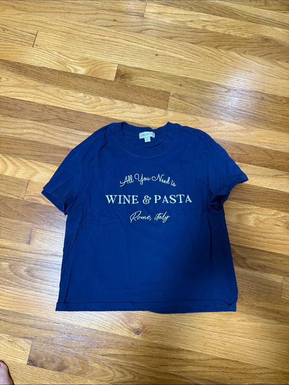 Wildfox Navy Blue wine and pasta is all you need/rome Tee